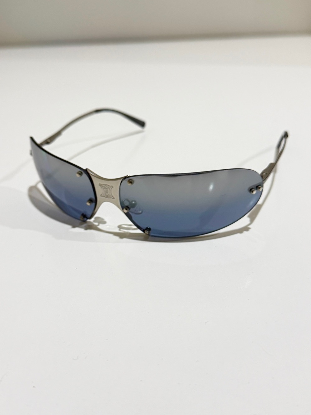 VTG Celine Triomphe Wrap Sunglasses SC 1032 Col. 581 Silver Y2K Deadstock Set - Picture 11 of 14